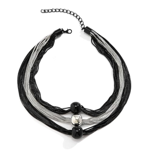 Mehrschichtige Punk Schwarz Chunky Kette Halskette Frauen Trendy Goth Big Ball Anhänger Choker Grunge Schmuck Steampunk Männer von Hokech