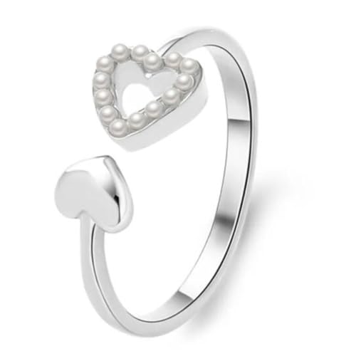Metall ausgehöhltes Herz Perle offener Ring Eleganter charmanter Frauenfinger Ring Party Mode Schmuck von Hokech