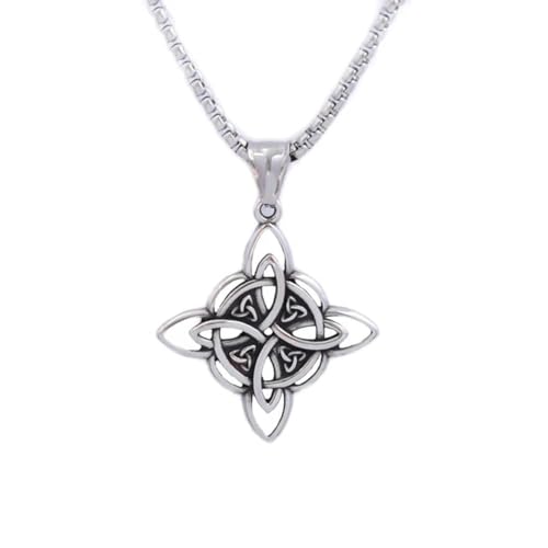 Mode Retro Einfacher Hexenknoten Anhänger Edelstahl Keltischer Knoten Halskette Männer und Frauen Amulett Schmuck Geschenke von Hokech