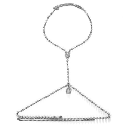 Mode Wassertropfen Anhänger Strass BH Halskette für Frauen Sexy Rundkörper Schmuck Brust Kette Harness Zubehör von Hokech