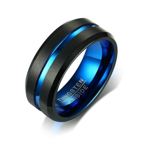 Neue Markenmode 8mm schwarze Wolframkarbid Ringe für Männer Hochwertige Punk Vintage Hochzeit männliche Schmuck Geschenke von Hokech