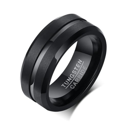 Neue Markenmode 8mm schwarze Wolframkarbid Ringe für Männer Hochwertige Punk Vintage Hochzeit männliche Schmuck Geschenke von Hokech