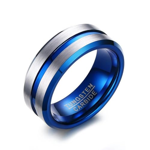 Neue dünne blaue Linie Wolframring Hochzeit Marken 8MM Wolframkarbid Ringe für Männer Schmuck von Hokech