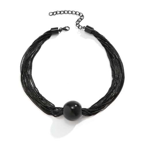 Punk Goth Schwarze Farbe klobige Kette Halskette Frauen Vintage Big Ball Anhänger Schlüsselbein Choker Grunge Schmuck Steampunk Männer von Hokech