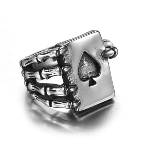 Punk Hip Hop Gambler Lucky 316L Edelstahl Spielkarte Ein Ring für Männer Retro Drachen Klaue Ringe Mode Schmuck Geschenk von Hokech