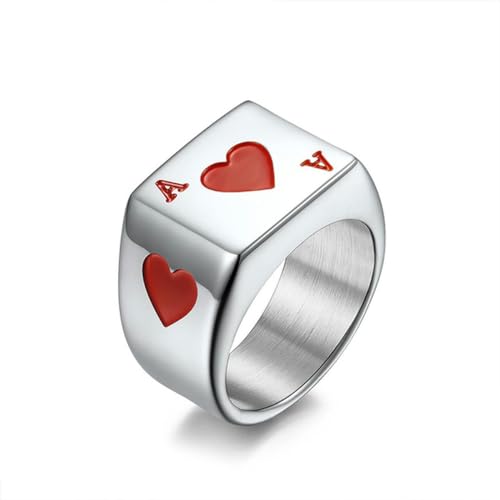 Punk Hip Hop Gambler Lucky Ace of Hearts/Ace of Spades Ring für Männer Frauen Mode Hip Hop Poker Ring Schmuck Geschenk von Hokech