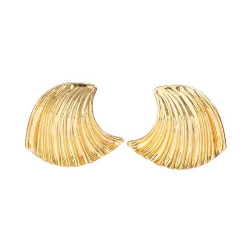 Punk Vintage Shell fächerförmige Metall Ohrstecker für Frauen Mode Statement Gold Farbe Chunky Piercing Ohrringe Schmuck Geschenke von Hokech