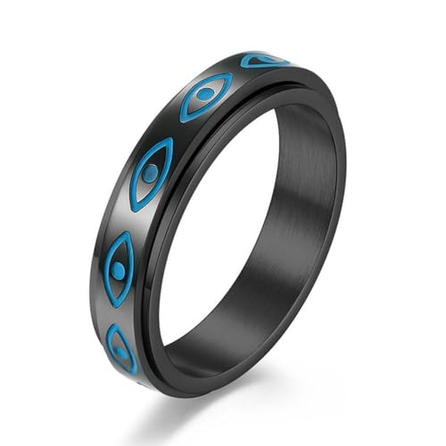 Punk Vintage Silber Farbe 316L Edelstahl Auge des Horus Ring Hip Hop Drehbarer Ring für Frauen und Männer Schmuck Geschenke von Hokech