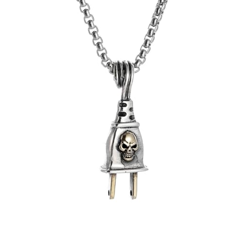 Retro Goth Plug Skull Pendant Necklace for Men and Women Personalized Hip Hop Rock Trendy Party Accessories Halloween Gifts von Hokech