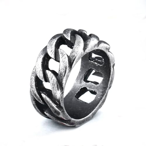 Retro Mode Einfaches Paar Kettenringe Männer Frauen Punk Hip Hop Ancient Silber Farbe Edelstahl Biker Ring Schmuck Geschenk von Hokech