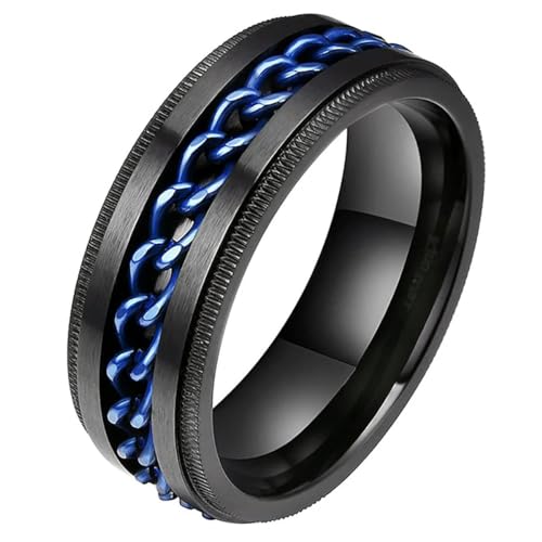 Rotationsdesign Schwarze Ringe Edelstahl Kettenblätter für Herren Anel Maxi Titanyum Ring Spinner Herrenschmuck von Hokech