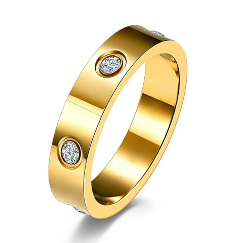 Schraube Hochzeit Zirkon Ring für Frauen Einfacher Edelstahl Roségold Farbe Schmuck FingerRing Party Zubehör von Hokech