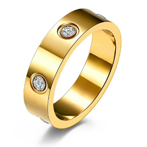 Schraube Hochzeit Zirkon Ring für Frauen Einfacher Edelstahl Roségold Farbe Schmuck FingerRing Party Zubehör von Hokech