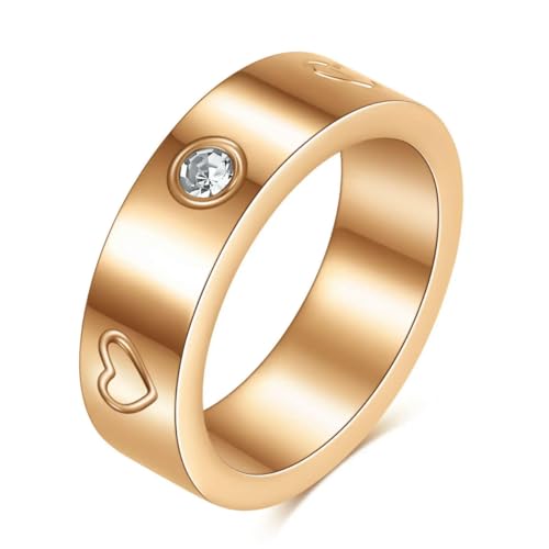 Schraube Hochzeit Zirkon Ring für Frauen Einfacher Edelstahl Roségold Farbe Schmuck FingerRing Party Zubehör von Hokech