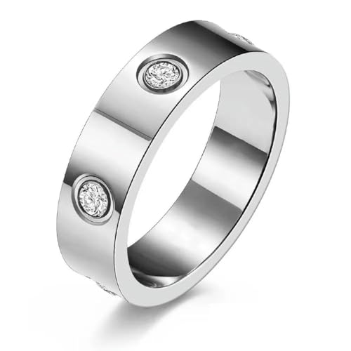 Schraube Hochzeit Zirkon Ring für Frauen Einfacher Edelstahl Roségold Farbe Schmuck FingerRing Party Zubehör von Hokech