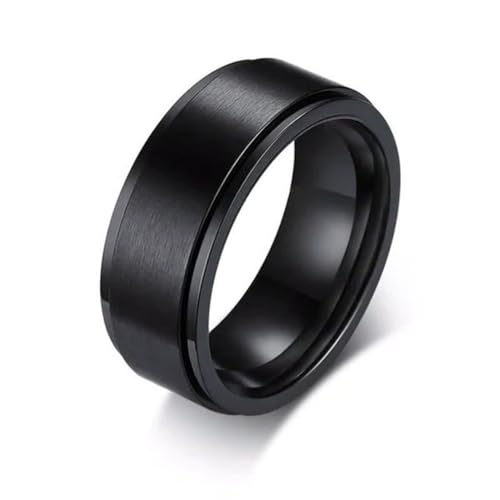 Schwarz Silber Farbe Ring Männer Hochzeit Marken Edelstahl drehbar 8mm männlich Anel stilvoller Punk Ring für Mann von Hokech