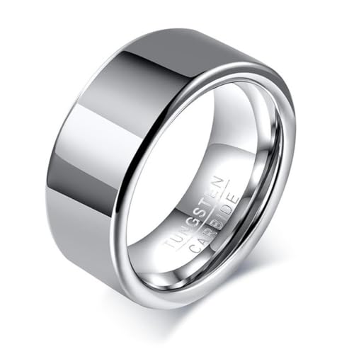 Silberfarbe 8MM Wolframkarbid Fingerring für Männer Hochglanzpolierte Hochzeit männliche Schmuck Geschenke von Hokech