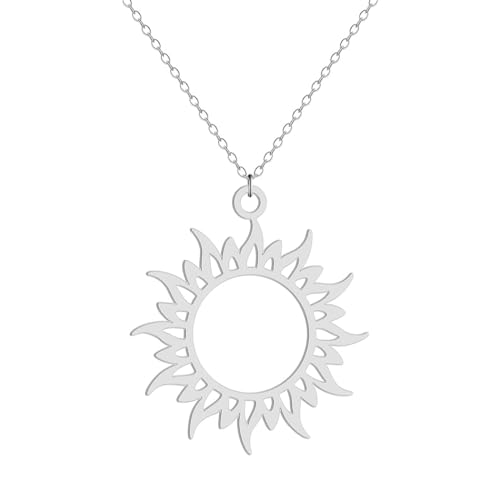 Sonnensymbol Anhänger Halskette für Frauen Mädchen Edelstahl Hohler Planet Charm Halskette Talisman Schmuck Geschenk von Hokech