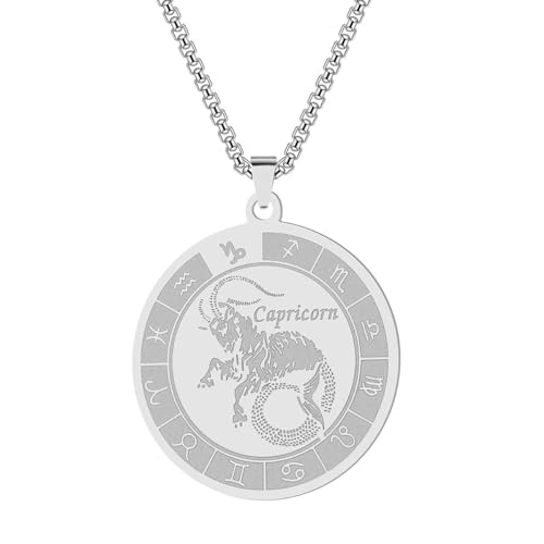 Sternzeichen Steinbock Charm Halskette für Frauen Männer Edelstahl 12 Sternbilder Astrologie Anhänger Schmuck Geburtstagsgeschenk von Hokech