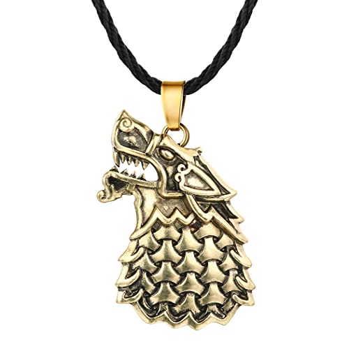 Teen Jungen silberne Farbe Nordischer Wolf Halskette Männer Wikinger Schmuck Tier Anhänger Schwarz Seil Kette Verstellbar Vintage Stil von Hokech