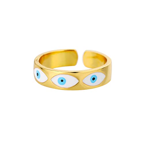 Türkische Evil Eye Ringe für Frauen Öffnen Einstellbare Edelstahl Cubic Zirkonia Gold Farbe Ring Hochzeit Paar Schmuck Anillos von Hokech