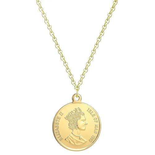 Vintage Ancient Coin Pendant Halskette für Frauen Unisex Ten Cents Coin Sea Spirit Ngoreru Elizabeth Isle Of Women von Hokech