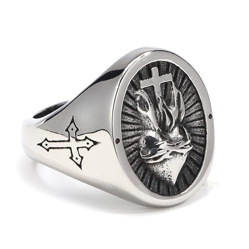 Vintage Christian Edelstahl Kreuz Herz Ring für Männer Punk Hip Hop Unikat Christian Jesus Ring Schmuck Geschenk von Hokech