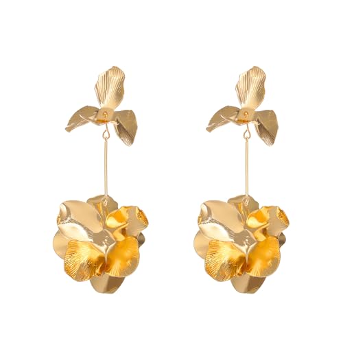 Vintage Geometrische Blume Blütenblatt Anhänger Tropfen Ohrringe für Frauen Mode Statement Gold Farbe hängende Ohrringe Party Schmuck Geschenke von Hokech