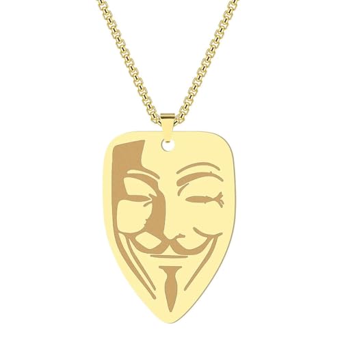 Vintage Guy Fawkes Maske Anhänger Halskette für Männer Frauen Anonymer Anhänger V für Vendetta Charm Choker Kette Schmuck Geschenke von Hokech
