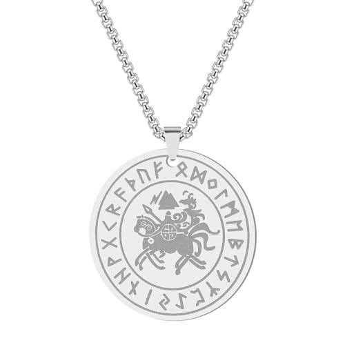 Vintage Jagd Totem Amulett Rune Anhänger Halskette für Männer Frauen Edelstahl Retro Nordische Rune Talisman Choker Schmuck Geschenk von Hokech