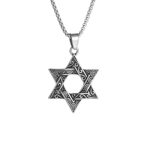 Vintage Jewish Star of David Necklace Israeli Religion Solomon Kabbalah Shield of David Amulet Lucky Jewelry for Men and Women von Hokech