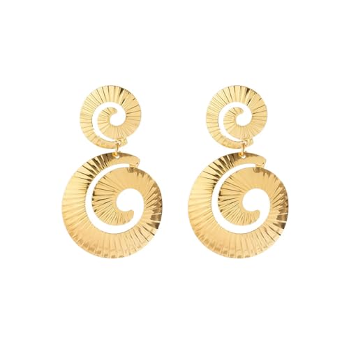 Vintage Metall gestreift Spiral Tropfen Ohrring für Frauen Trendige Mode Statement Punk geometrischer Ohrring Ohrschmuck Accessoires von Hokech