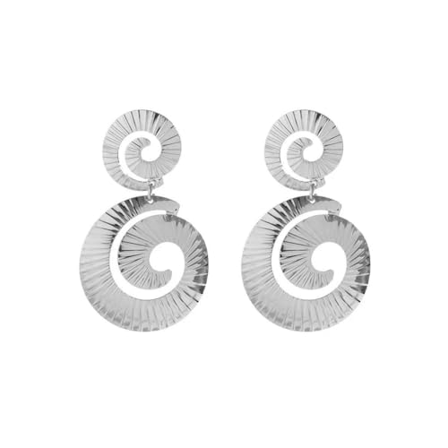 Vintage Metall gestreift Spiral Tropfen Ohrring für Frauen Trendige Mode Statement Punk geometrischer Ohrring Ohrschmuck Accessoires von Hokech