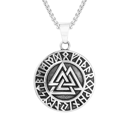 Vintage Wikinger Valknut Anhänger Halskette Männer Nordic Edelstahl Odin Rune Halskette Kette Mode Biker Amulett Schmuck von Hokech