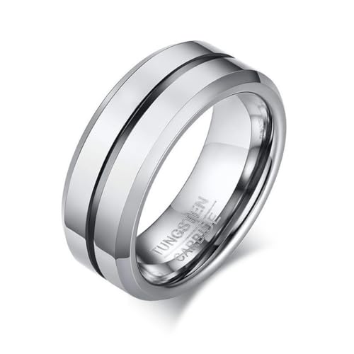 Wolframkarbid Ringe für Männer 8mm Breite Hochwertiger männlicher Hochzeitsschmuck von Hokech