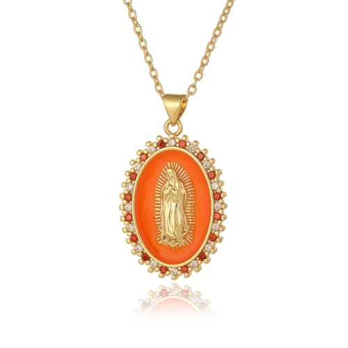 Zarte christliche Jungfrau Maria Statue Anhänger Halskette Männer Frauen Katholisch Religiöses Gebet Amulette Schmuck Souvenir Geschenk von Hokech