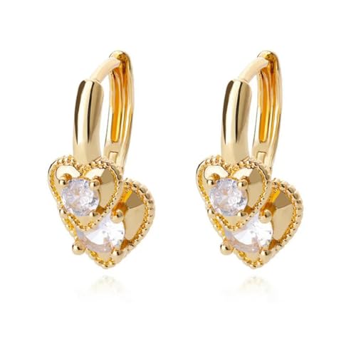 Zirkon Herz Tropfen Ohrringe für Frauen Edelstahl Paar OhrringeTrend Französisch Romantischer Schmuck Boucle Oreille Femme von Hokech