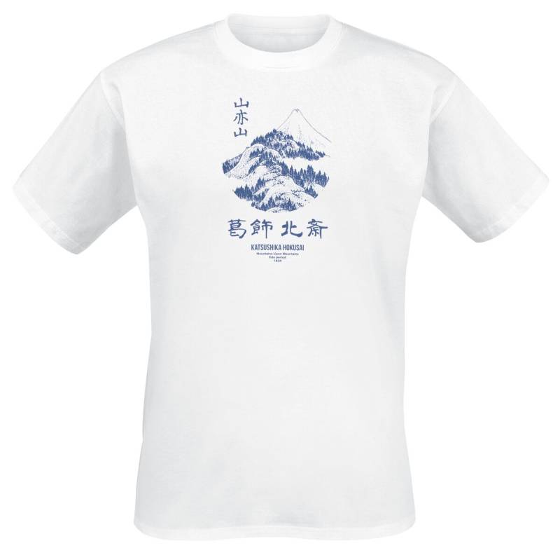 Hokusai Great Wave Mountains Upon Mountains T-Shirt weiß in L von Hokusai Great Wave
