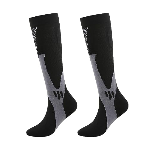 2/3 Paar Minasa Kompressionsstrümpfe Damen Herren Lange Stützstrümpfe Socken Abgestufte Orthopädische Kompressionssocke Laufsocken (2Paar Schwarz, XXL) von Hokuto