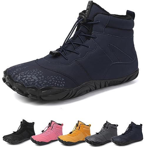 Barfußschuhe Winter, Outdoor Barfußschuhe Herren Damen Herbst Winter, Wasserdicht Barfussschuhe Barefoot Shoes (Blue C, 37) von Hokuto