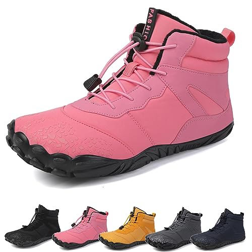 Barfußschuhe Winter, Outdoor Barfußschuhe Herren Damen Herbst Winter, Wasserdicht Barfussschuhe Barefoot Shoes (Pink, 38) von Hokuto