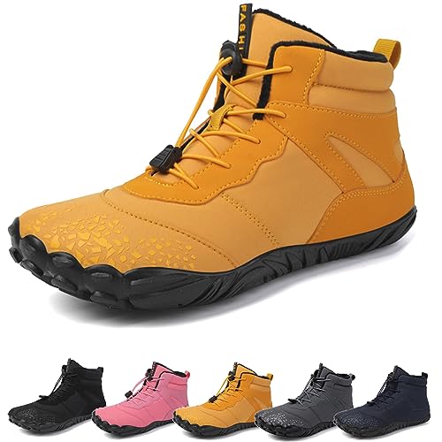 Barfußschuhe Winter, Outdoor Barfußschuhe Herren Damen Herbst Winter, Wasserdicht Barfussschuhe Barefoot Shoes (Yellow, 36) von Hokuto