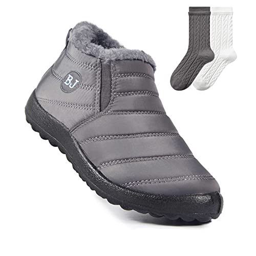 Boojoy Stiefel, Boojoy Winterstiefel, Winter Shoes für Herren und Damen, Rutschfest Stiefeletten, Warme Schuhe (Grau, adult, numeric_37, numeric, eu_footwear_size_system, medium) von Hokuto