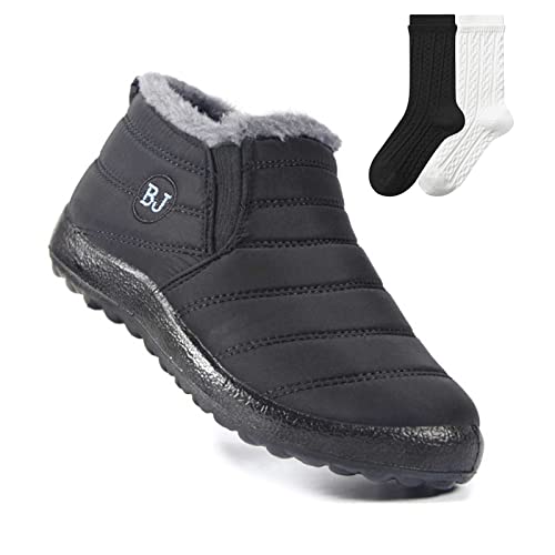 Boojoy Stiefel, Boojoy Winterstiefel, Winter Shoes für Herren und Damen, Rutschfest Stiefeletten, Warme Schuhe (Schwarz, adult, numeric_38, numeric, eu_footwear_size_system, medium) von Hokuto