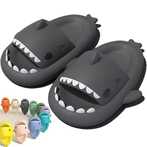 Cloud Shark Slides for Women Men, Cute Shark Slippers, Super Soft Massage Anti-slip Open Toe Slides (Dunkelgrau, adult, women, numeric_42, numeric_range, eu_footwear_size_system, numeric_43, medium) von HOKUTO