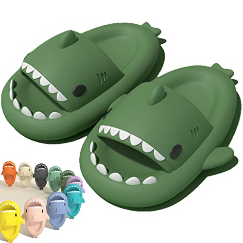 Cloud Shark Slides for Women Men, Cute Shark Slippers, Super Soft Massage Anti-slip Open Toe Slides (Dunkelgrün, adult, women, numeric_42, numeric_range, eu_footwear_size_system, numeric_43, medium) von HOKUTO