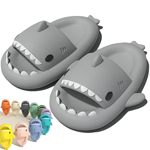 Cloud Shark Slides for Women Men, Cute Shark Slippers, Super Soft Massage Anti-slip Open Toe Slides (Hellgrau, adult, women, numeric_40, numeric_range, eu_footwear_size_system, numeric_41, medium) von HOKUTO