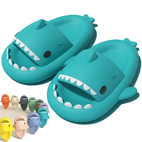 Cloud Shark Slides for Women Men, Cute Shark Slippers, Super Soft Massage Anti-slip Open Toe Slides (Minzgrün, adult, women, numeric_38, numeric_range, eu_footwear_size_system, numeric_39, medium) von HOKUTO