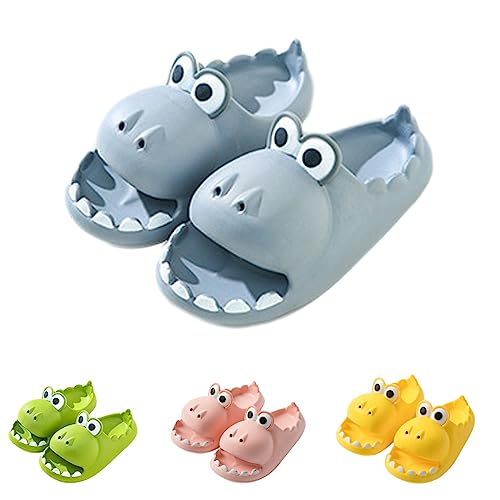 Dino-Hausschuhe, lustige Cartoon-Dinosaurier-Sommerhaus-Anti-Rutsch-Slipper mit offener Zehenpartie (Light Blue, adult, women, numeric_44, numeric_range, eu_footwear_size_system, numeric_45, wide) von Hokuto