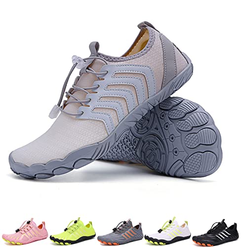 Feldluft Barfußschuhe Damen Herren Outdoor Bequemer rutschfeste Barfußschuhe Feldluft Pro Barfussschuhe (A06 White Gray, Adult, Men, Numeric_35, Numeric, eu_Footwear_Size_System, medium) von Hokuto